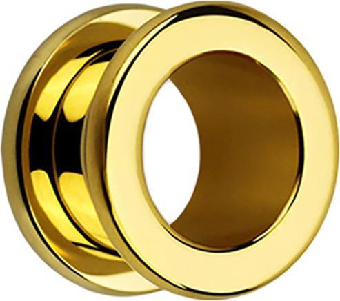 Star Piercing Flesh Tunnel vergoldet mit abgerundeten Ecken (Chirurgenstahl 316L, ohne Messing)