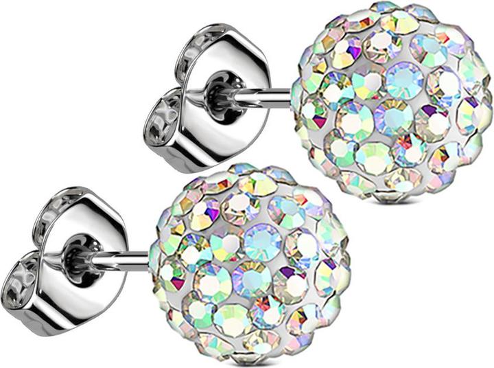 Produktbild Star Piercing Ohrstecker mit Kristallkugel multicolor (ohne Messing, Chirurgenstahl 316L)
