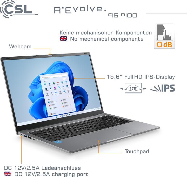 Immagine prodotto CSL Notebook R'Evolve C15 v4 16GB 1000GB Windows 11 Home (15.60", Intel N100, 16 GB, 1000 GB, DE)