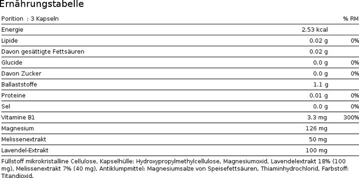 Nährwerte und Zutaten Phytopharma Lavandula (80 Stück, Kapseln, 80 g)