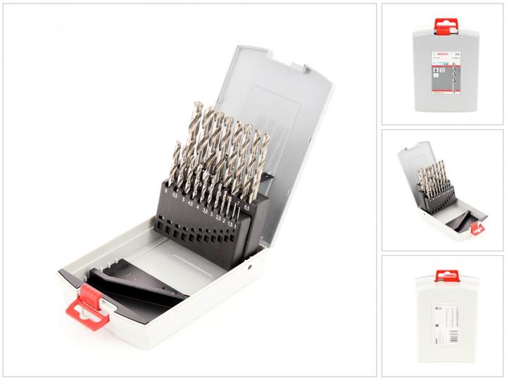 Immagine prodotto Bosch Professional Zubehör Set di punte elicoidali PRO Metal HSS-G, 19 pezzi. (1 mm, 1,5 mm, 2 mm, 2,5 mm, 3 mm, 3,5 mm, 4 mm, 5 mm, 5,5 mm, 6 mm, 6,5 mm, 7 mm, 10 mm, 8 mm, 8,5 mm, 9 mm, 9,5 mm, 4,5 mm, 7,5 mm)