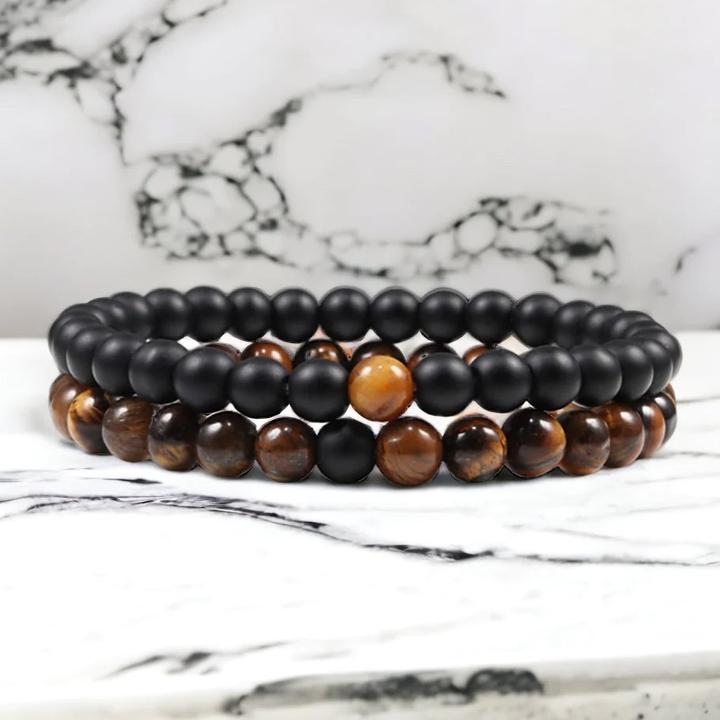 Immagine prodotto Cbx Bracciale elastico con perline Occhi di tigre (Pomice, Malachite)