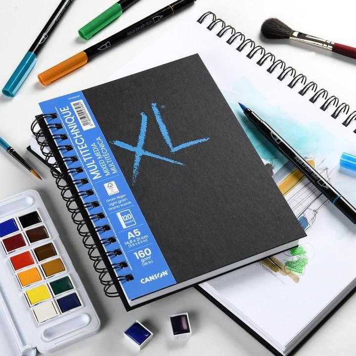Image du produit Canson Carnet de croquis XL BOOK MIXED MEDIA, DIN A4 60 feuilles, 210 x 297 mm, format vertical, 160 g/qm (A4, Couverture rigide)