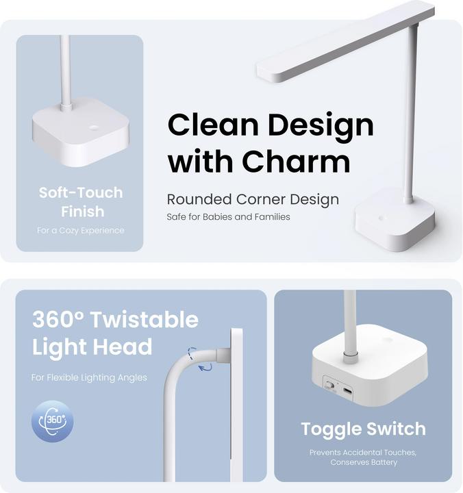 Actual product image Yeelight Jasmine Rechargeable Desk Lamp –⁠⁠⁠⁠⁠⁠ YLYTD-0039