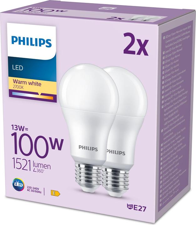 Produktbild Philips Bulbs (E27, 13 W, 1521 lm, 2 x, E)