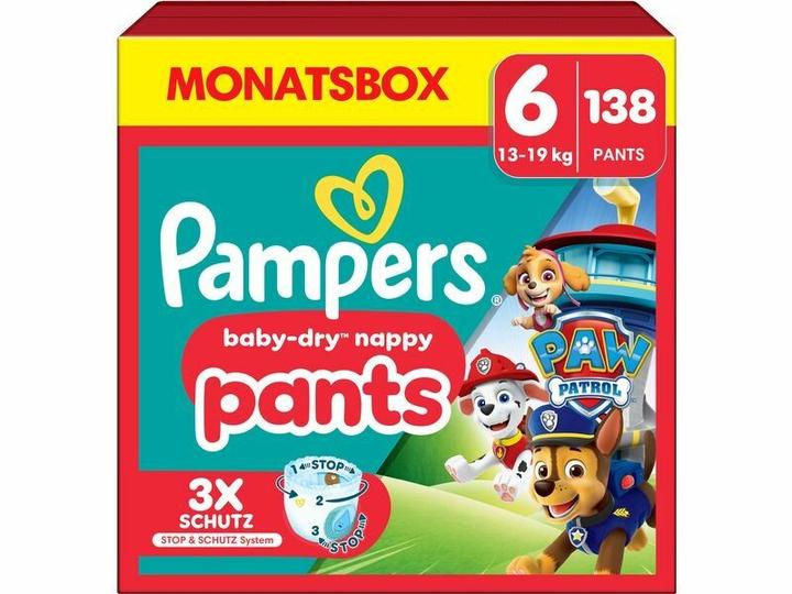 Actual product image Pampers Baby-Dry Pants Paw Patrol (Size 6, Monthly box, 138 Piece)