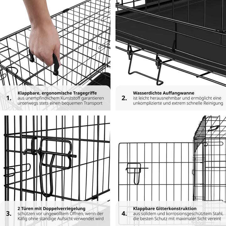 Valori nutrizionali e ingredienti tectake Gabbia a griglia per cani Luna, pieghevole, con 2 porte (Cane, Pieghevole)
