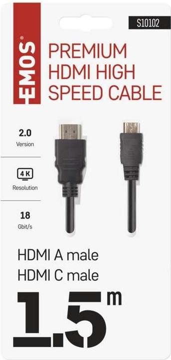 Produktbild Emos High Speed HDMI Kabel 2.0 A Stecker – C Stecker 1,5m (1.50 m, HDMI)