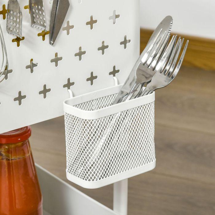 Immagine prodotto Swisshandel24 Carrello con cassetti e cestino Cucina Ufficio Scaffale da cucina a 3 livelli con rotelle Camera da