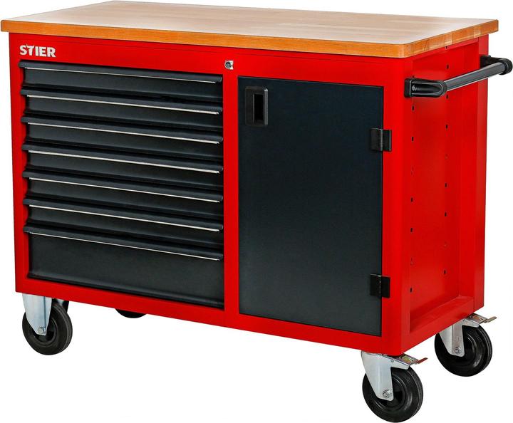 Produktbild Stier Fahrbare Werkbank mit 7 Schubladen und 1 Tür (112 cm, 112 cm)