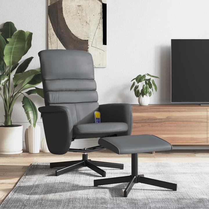 Produktbild VidaXL Massagesessel mit Fusshocker Grau Kunstleder,Farbe