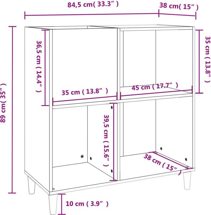 Image du produit VidaXL Plattenschrank Betongrau 84,5x38x89 cm Holzwerkstoff
