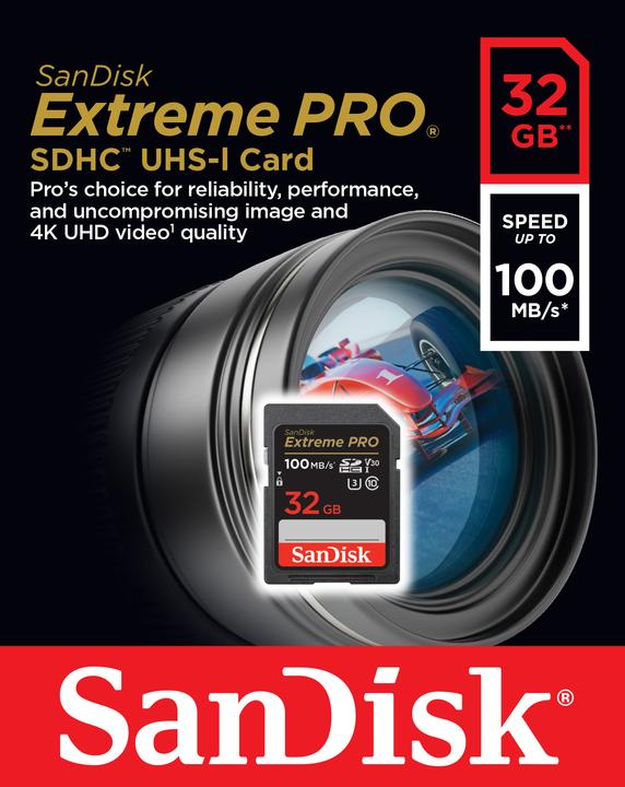 Produktbild SanDisk Extreme PRO UHS-I V30 (32 GB, SDHC, U3, UHS-I)