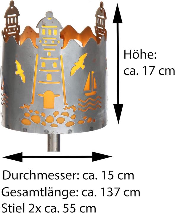 Immagine prodotto Novaliv Gartenfackel Leuchtturm Feuerschale Metall mit Stiel Brennmittel Solarlampe LED