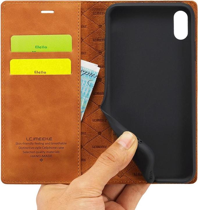 Produktbild Cover-Discount iPhone Xs / X - Stand Flip Case Hülle braun (Apple iPhone XS)