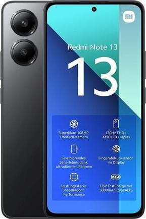 Image du produit Xiaomi Redmi Note 13 (128 Go, Midnight Black, 6.67", Double SIM hybride, 108 Mpx, 4G)