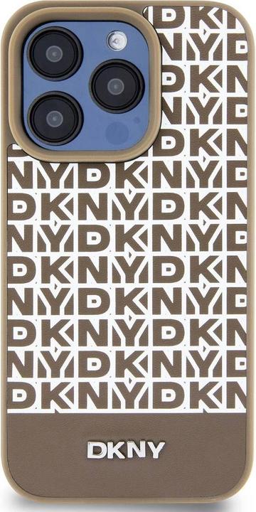 Immagine prodotto DKNY Custodia MagSafe in pelle PU con motivo a righe sul fondo per iPhone 14 Pro Max Marrone (Apple iPhone 14 Pro Max)