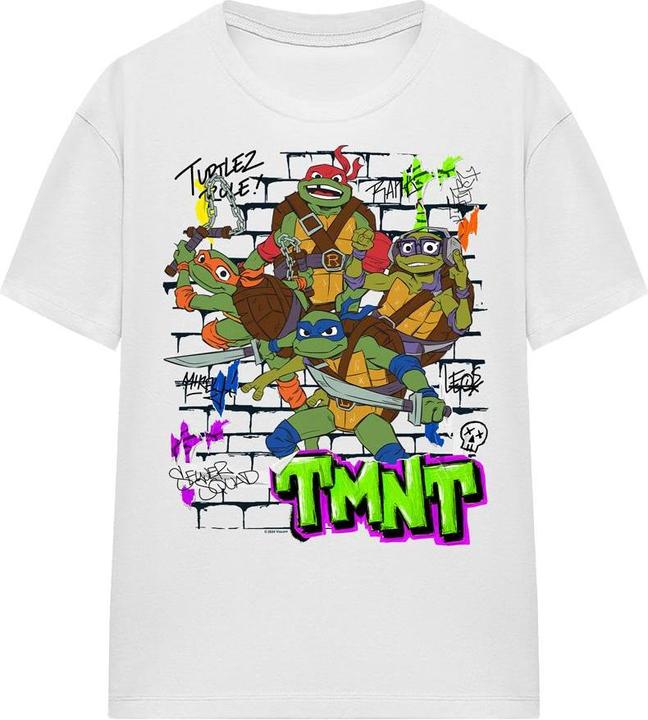 Actual product image Teenage Mutant NT Unisex Adult Brick Wall Poster T-Shirt (L)
