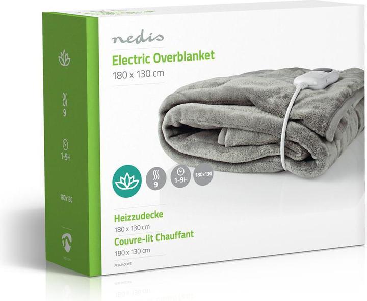Actual product image Nedis Electric Duvet Cover 1 person 180 x 130 cm 9 heat settings washable overheatun (180 x 130 cm)