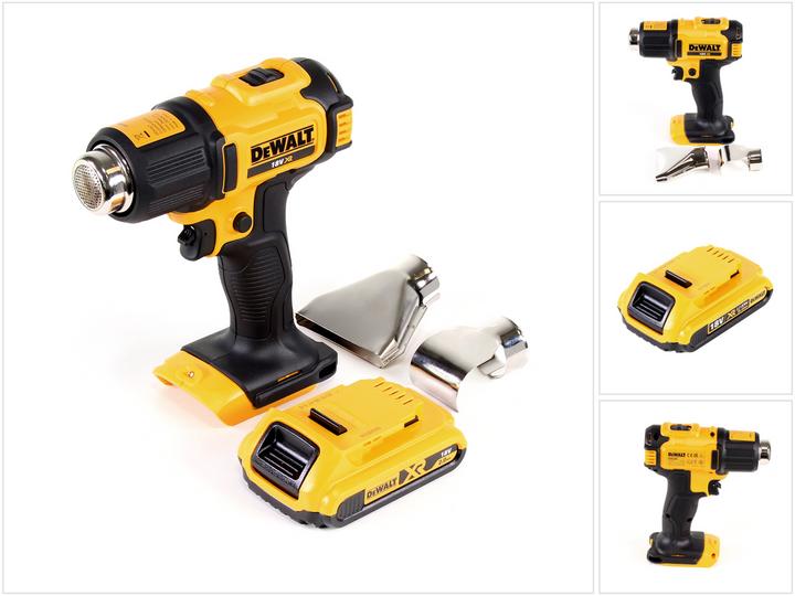 Produktbild DeWalt DCE 530 N Akku Heissluftpistole 18V 530°C + 1x Akku 2,0Ah + Flächen- und Reflektordüse -