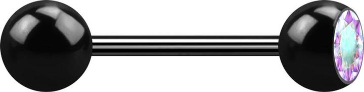 Star Piercing Micro Barbell schwarz mit Kugel und Kugeln Kristall multicolor (ohne Messing, Chirurgenstahl 316L)