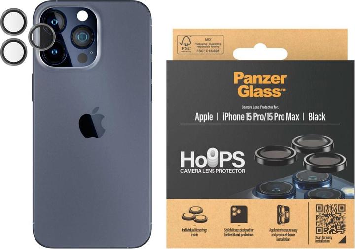 Immagine prodotto PanzerGlass Protezione dell'obiettivo della fotocamera Hoops (1 Pezzo/i, Apple iPhone 15 Pro Max, Apple iPhone 15 Pro)