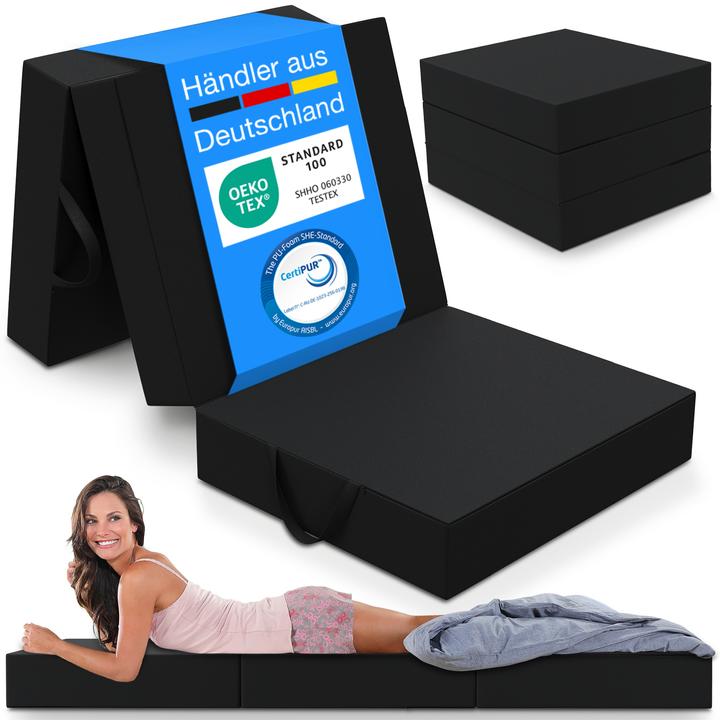 Produktbild Bestschlaf Klappmatratze, 3-teilige Faltmatratze, Reisebett, Gästematratze (90 x 200 cm, Schaumstoffkern)