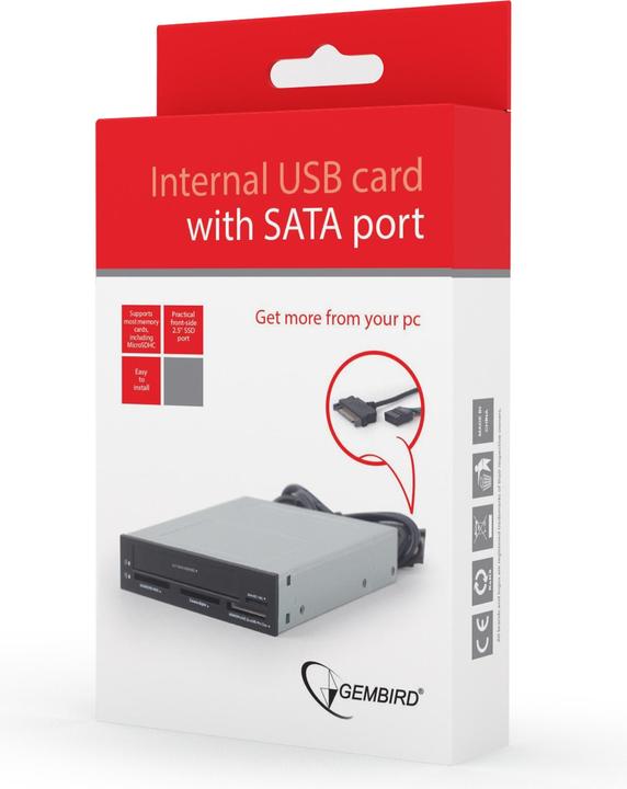 Produktbild Gembird FDI2-ALLIN1-03 card reader Internal Black, Grey (SATA, USB)