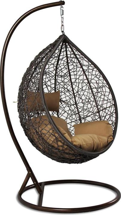 Immagine prodotto PureHaven Sedia sospesa 115x120x202 cm in rattan-plastica elegantemente modellata con cuscino impermeabile (120 kg)