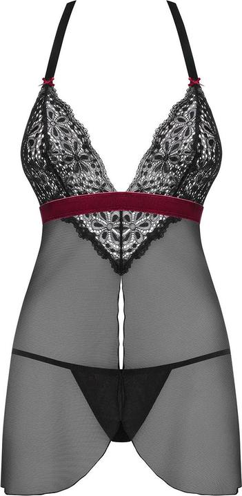 Actual product image Obsessive Rossita Babydoll With Sexy Thong - Black (L, XL)