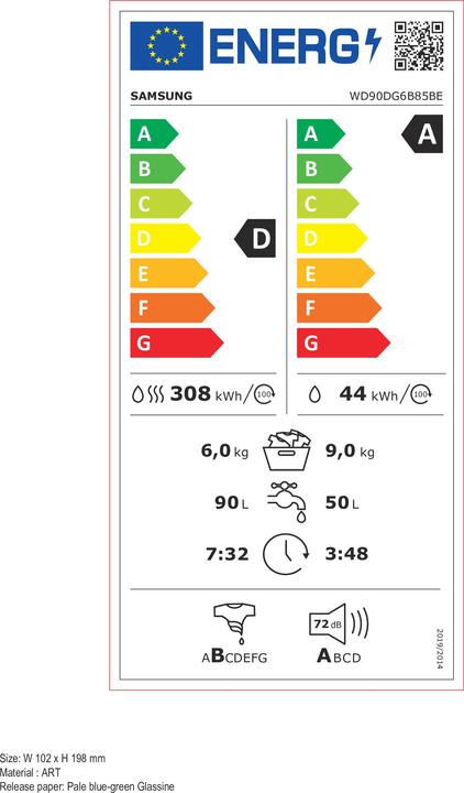 Energy Label Samsung WD90DG6B85BE