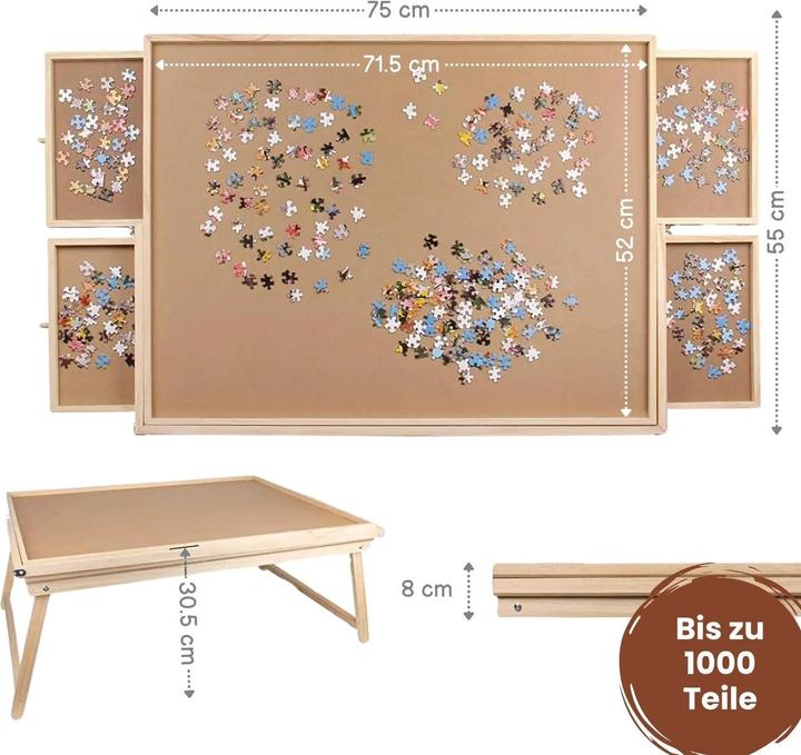Image du produit Hermex Table puzzle avec barre de LED et tiroirs coulissants