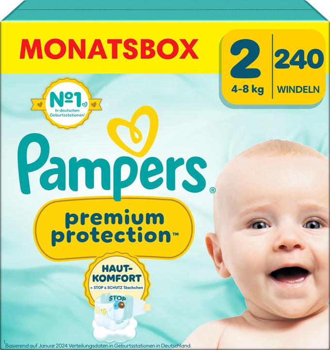 Pampers Premium Protection (Gr. 2, Monatsbox, 240 Stück)