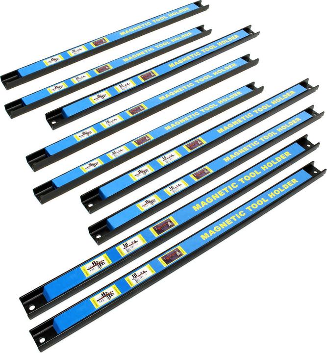 Wiltec Kit Barres Porte-outils 9x46cm Barres magnétiques Acier Rangement accessoires Atelier Montage mural