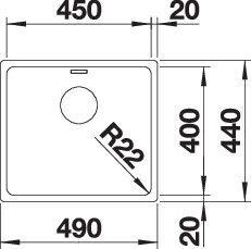 Image du produit Blanco Andano 450-U (Evier sous plan, 45 cm, 49 cm)