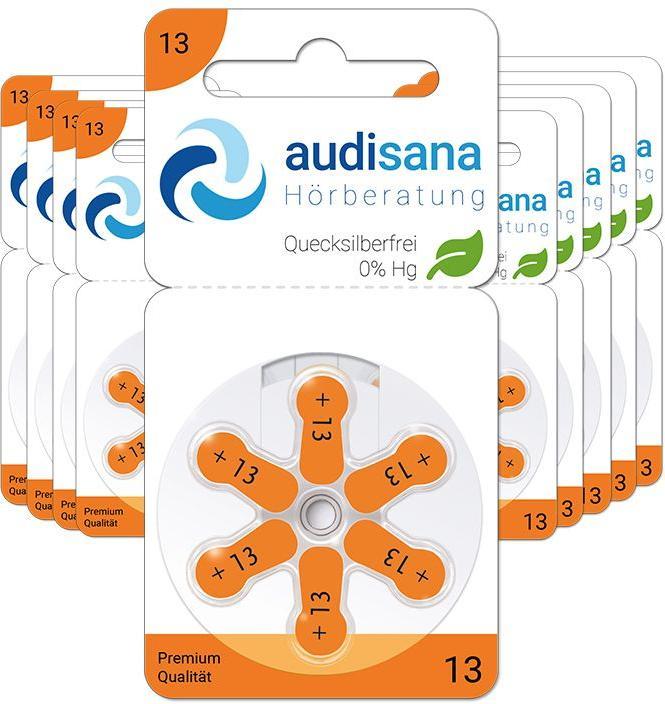 Actual product image Audisana 13 Hearing aid batteries (60 pcs., ZA13 GP, 300 mAh)