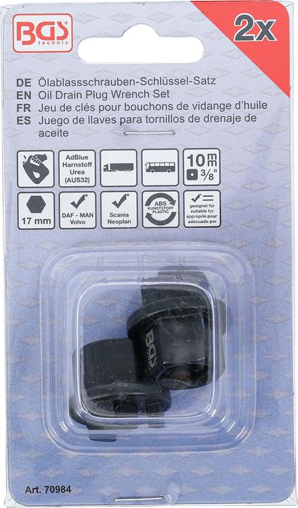 Actual product image BGS Oil Drain Plug Wrench Set for DAF, MAN, Volvo, Scania, Neoplan 2 pcs.