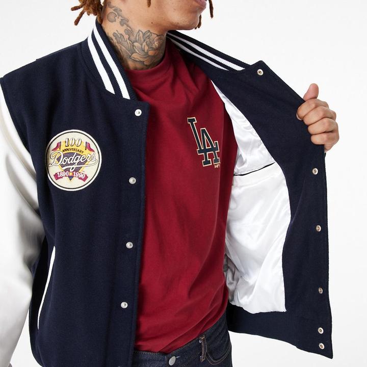 Actual product image New Era MLB Los Angeles Dodgers Large Logo Varsity Bomber Jacket Mens (XL)