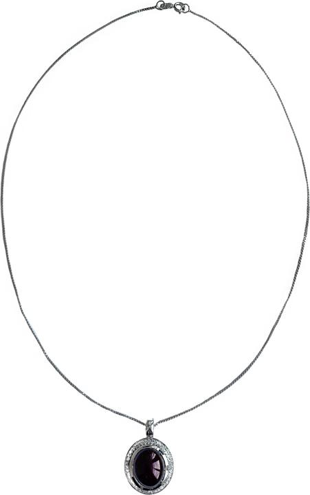 Produktbild Xen Anhänger mit Kette Granat Cabochon 45 cm 925 Silber (925 Sterling Silber, 45 cm)