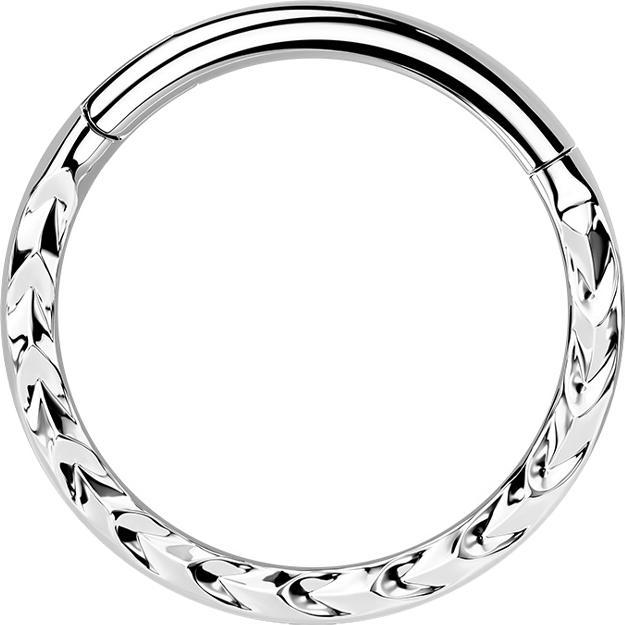 Produktbild Star Piercing Micro Segmentring klappbar silber Winkelmuster (Chirurgenstahl 316L, ohne Messing)