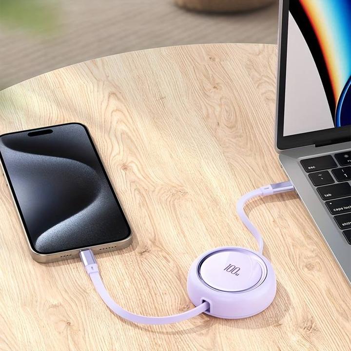 Produktbild PhoneLook Dual Type USB-C einziehbares Kabel mit Schnellladung QC3.0 100W t (USB 3.0)