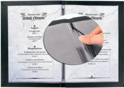 Produktbild Sigel Speisekarten-Mappe mit Gummi-Bindung, Blindprägung: MENU, mit 2 Doppel-Transparenthüllen für 8 Seite