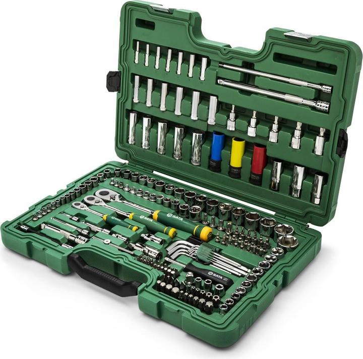 Image du produit SATA 180 pcs. Jeu de clés à douille 6 pans 1/4", 3/8" & 1/2" & clé à cliquet (1/4", 3/8", 1/2")