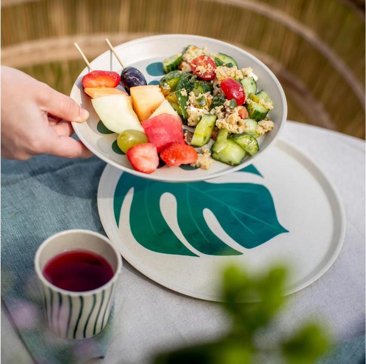 Actual product image Koziol Dinner Plate Connect Monstera 4 pieces,Beige/Green (4 x, 25.50 cm)