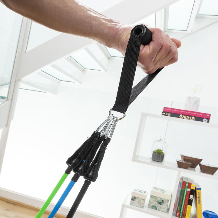 Produktbild InnovaGoods Satz regulierbaren Stretchbändern mit Accessoires und Übungsleitfaden Tribainer 3 Stück