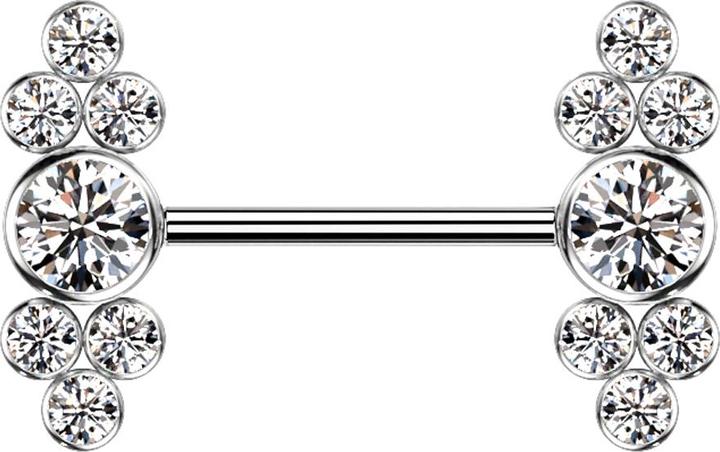 Actual product image Star Piercing Barbell Innengewinde silber sieben Kristalle silber (without brass, Titanium G23)