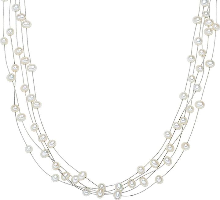 Produktbild Valero Pearls Damen Sterling Silber Süsswasser-Zuchtperle silber 45,0 cm Basiskette + 5,0 cm Verlängerung - 11716 (Sterling Silber, 45 - 50 cm)