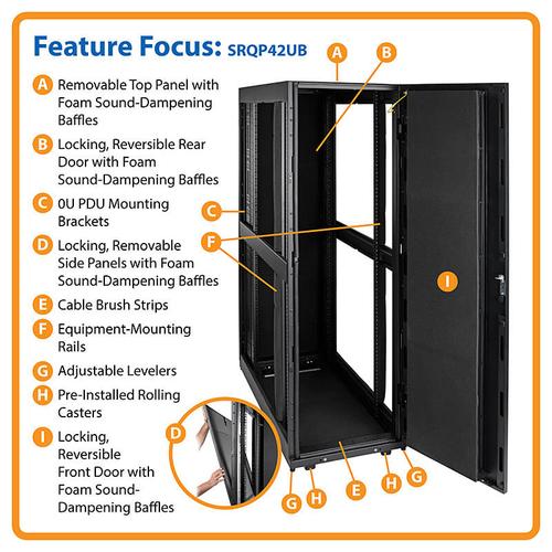 Produktbild Eaton SmartRack 42U Standard-Depth Quiet Server Rack Enclosure Cabinet with Sound Suppress (42 HE, 19 Zoll Rack)