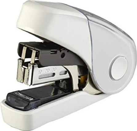 Max Stapler HD-10FL3K/W white, flat clinch stapler (20 Sheets)