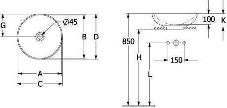 Produktbild Villeroy & Boch V&B Aufsatzwaschtisch LOOP & FRIENDS ohne ÜL d= 420mm we (Aufsatzspülbecken, 42 cm, 42 cm)